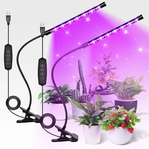 Vista 26 de iPower 21 Luz LED de Crecimiento con Espectro Completo para Plantas de Interior, Cuello de Cisne Ajustable, 3 Modos de Luz y 10 Niveles Regulables