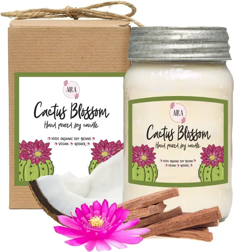 Vista 25 de Aira Velas de Soja - Orgánicas, Kosher, Veganas, en Frasco Mason con Mezclas de Aceites Esenciales de Grado Terapéutico - Cera de Vela de Soja 100%