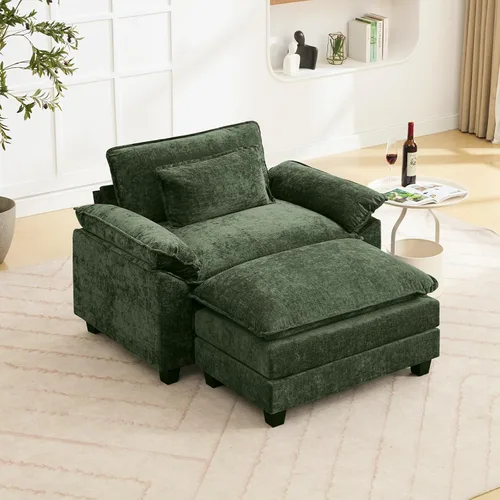 Vista 18 de Oprisen Sofá Seccional Modular, Cómodo Cloud Couch Sofá Seccional, Sofá Cama de Chenilla con Asiento Profundo con Almohadas Decorativas para Sala