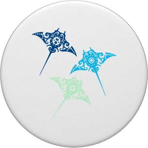 Vista 3 de Polinesia Maorí Manta Ray Group Tatuaje tribal Nueva Zelanda PopSockets intercambiables PopGrip