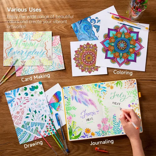 Vista 6 de Shuttle Art Paquete de bolígrafos de gel, 120 colores únicos (sin duplicados) juego de bolígrafos de gel + 120 recambios de bolígrafos de gel a