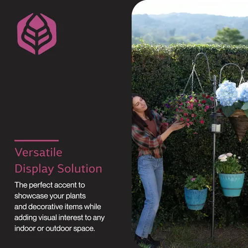 Vista 3 de Yard Butler YT-5 Jardín colgante para árbol de patio, tres ganchos de pastor para colgar plantas al aire libre o interior, dos soportes circulares
