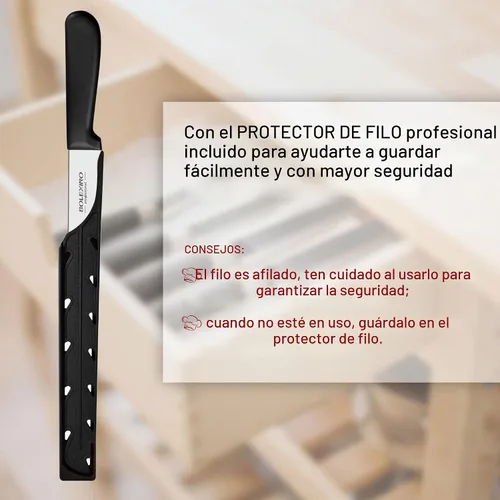 Vista 6 de Cuchillo dentado de 10 pulgadas para pan casero, cuchillo de acero inoxidable con borde ondulado ancho, cuchillo de cocina multiusos, cortador