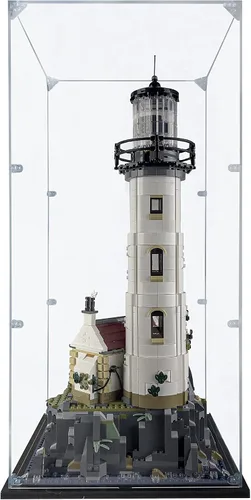 Vista 2 de Vitrina acrílica compatible con LEGO Motorized Lighthouse #21335, vitrina a prueba de polvo (solo funda) (juegos de Lego no incluidos)