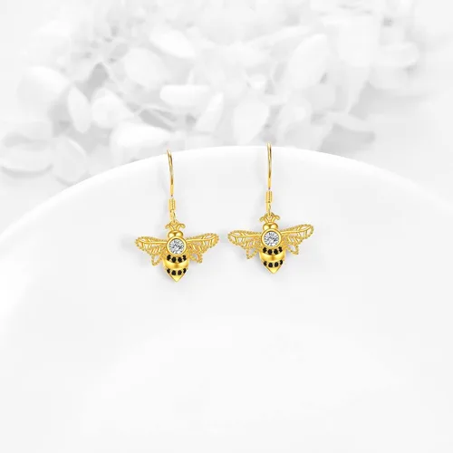Vista 4 de POPKIMI Bonitos aretes colgantes de animales, joyería de animales, regalos de cumpleaños y Navidad para mujeres, aretes de ópalo de cristal de plata