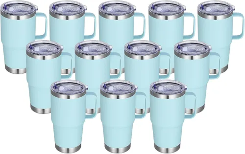 Vista 32 de Vaso térmico de acero inoxidable de 20 oz con asa, envase a granel, vasos termales metálicos aislados, taza de café de viaje con asa, vaso de doble