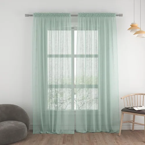 Vista 92 de UPOPO Paneles de Cortina Beige Pequeños Cortinas Transparentes de Gasa de 16 Pulgadas de Largo Cortinas de Cocina de Voile con Textura de Lino