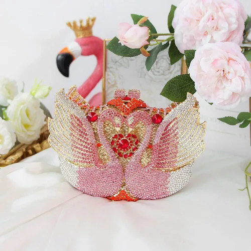 Vista 2 de Bolsa de noche deslumbrante con diamantes de imitación de lujo, bolso de mano de cisne para boda, fiesta de noche, baile de graduación, cóctel
