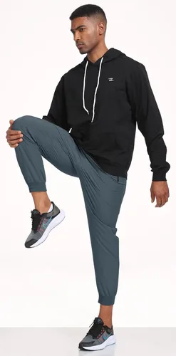 Vista 4 de SPOSULEI Mens Lightweight Athletic Joggers Hiking Sweatpants Quick Dry Running Workout Tapered Pants with Zipper Pockets