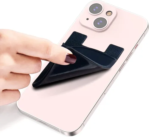 Vista 4 de SHANSHUI - Soporte para tarjeta de crédito de silicona, compatible con todos los teléfonos iPhone, Android y la mayoría de los teléfonos Negro x3