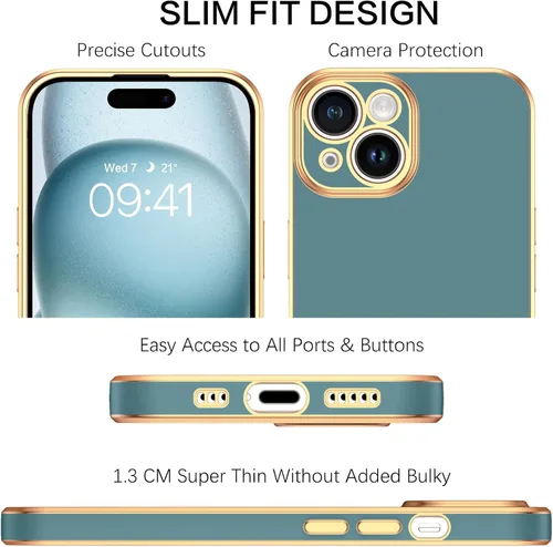 Vista 8 de GUAGUA Funda para iPhone 15 de 6.1 pulgadas con soporte para correa de muñeca, delgada, suave, galvanizada, TPU iPhone 15, funda protectora a prueba