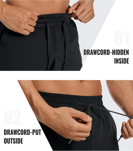 Vista 6 de CRZ YOGA Pantalones cortos de entrenamiento sin forro para hombre, ligeros, de secado rápido, para correr, deportes, gimnasio, con bolsillos
