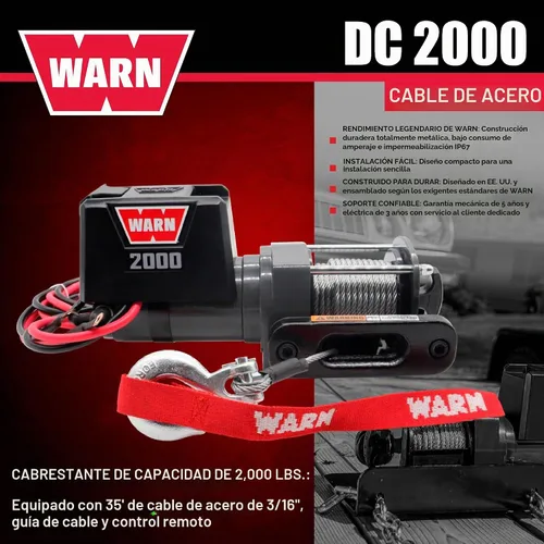 Vista 3 de WARN Cabrestante eléctrico de la serie DC de 12 V con capacidad de tracción