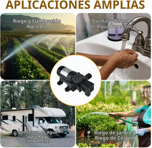 Vista 6 de Bomba de Diafragma DC de 12 V, Bomba Autocebante con Filtro, Terminal de Conexión Rápida, Bomba de Pulverización Ajustable con Interruptor