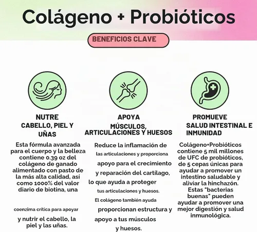 Vista 5 de Fit & Lean Colágeno + probióticos, péptido en polvo, sin sabor 30 Serv Grass-Fed Collagen Peptide Powder + Probiotics Supports Gut Health, Skin