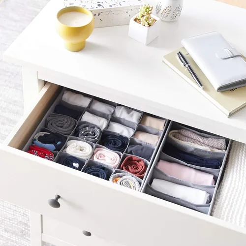 Vista 5 de Amazon Basics Organizador de cajones profundos para ropa, cajas de almacenamiento plegables para calcetines, ropa interior y artículos de bebé