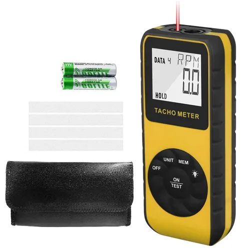 Vista 7 de Tacómetro digital láser, AIOMEST Medidor de velocidad sin contacto RPM, probador fotográfico RPM que mide 2.5-99,999 RPM, velocímetro de mano