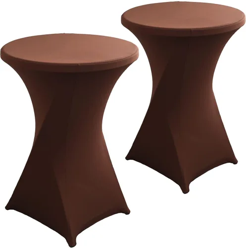 Vista 11 de Paquete de 2 Fundas para Mesa de Cóctel de Spandex Champán de 32x43 Pulgadas, Mantel de Cóctel Redondo Elástico, Funda de Mesa Highboy Ajustada
