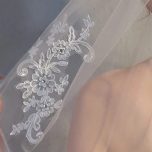 Vista 5 de RULTA - Velo de novia con cuentas de cristal 1 nivel
