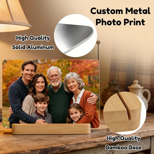 Vista 2 de XINYIMAI Impresiones de fotos de metal personalizadas, marco de fotos personalizado con tus fotos, regalos de fotos personalizados para amantes