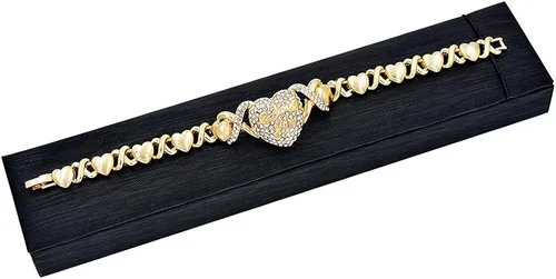 Vista 7 de Giffor - Juego de joyas para mujer con chapado de oro de 14 quilates brazalete aretes y collar