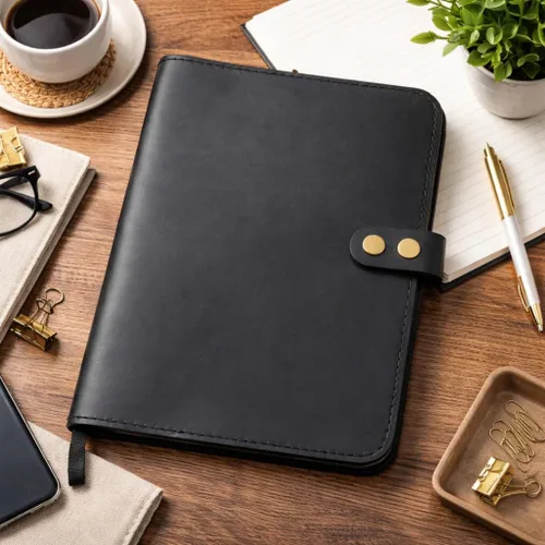 Vista 4 de Funda de cuero rústico para cuaderno de esteno en espiral de 6 x 9 pulgadas, cubierta Cahier recargable hecha a mano, organizador de cuero