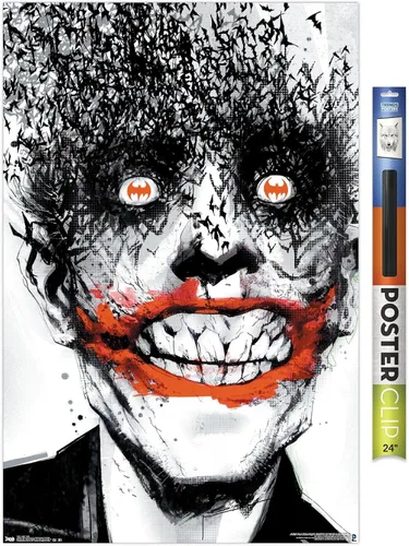 Vista 13 de Trends International DC Comics - Póster de pared de The Joker - Murciélagos, 14.725 x 22.375 pulgadas, versión enmarcada de madera de granero