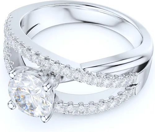 Vista 3 de Sterling Silver Women's Criss Cross Ring with 1CT Simulated Round Diamond or Genuine Moissanite Crossover Infinity Twisted Engagement Ring