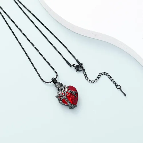 Vista 34 de Imrsanl Collar de urna de árbol de la vida con forma de corazón, joyería de cremación para hombres y mujeres, recuerdo, joyería conmemorativa