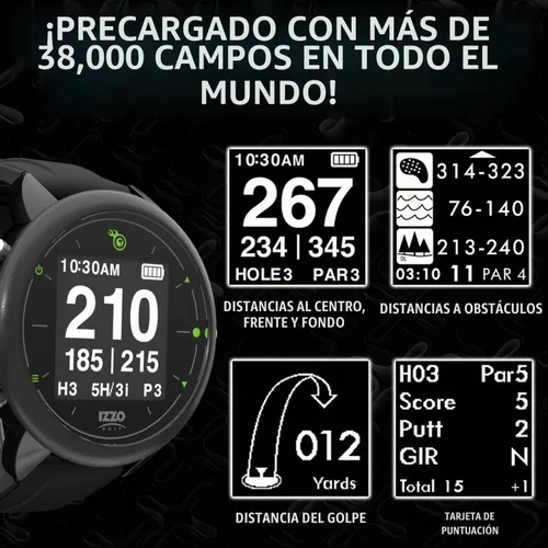 Vista 3 de Reloj GPS para golf Izzo Swami con sugerencias personalizadas de palos