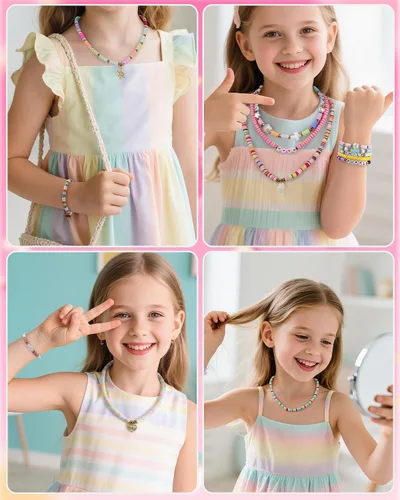 Vista 5 de Mio Angle Kit de fabricación de pulseras de cuentas de arcilla de 24 colores, cuentas planas, para hacer joyas de amistad, cuentas heishi de 24