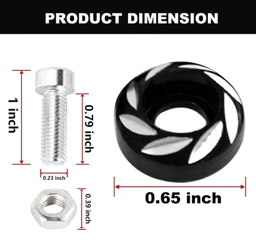 Vista 5 de Tornillos y tuercas para placa de matrícula M6, juego de 12 Negro