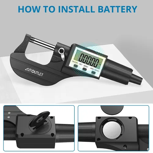 Vista 6 de AUTOUTLET 0.000-0.984 in/0-1 micrómetro digital - Herramienta de medición de precisión con sonda endurecida sinterizada de acero inoxidable