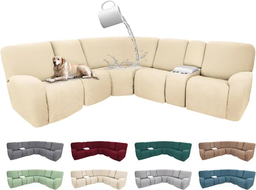 Vista 94 de Fundas de sofá reclinable seccional 100% impermeables para sofá reclinable en forma de L, funda de sofá modular de esquina en forma de L, fundas