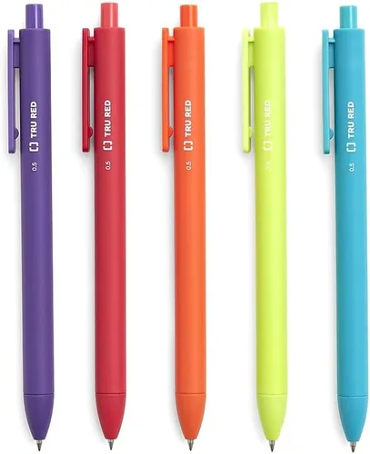 Vista 10 de STAPLES TRU RED Bolígrafos de gel retráctiles, punta media de 0.028 in, colores de tinta surtidos, paquete de 5 bolígrafos de secado rápido