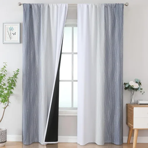 Vista 30 de Estelar Textiler Cortinas oscurecedoras beige y blanco grisáceo de 45 pulgadas de largo, cortinas graduadas con bloqueo de luz para baño, cortinas