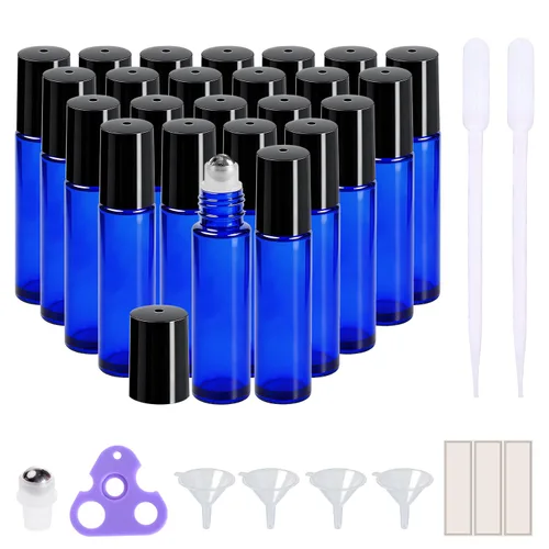 Vista 14 de PrettyCare 6 piezas, botellas roll-on de 10 ml para aceites esenciales con bola de rodillo de acero inoxidable - Botellas rellenables a prueba
