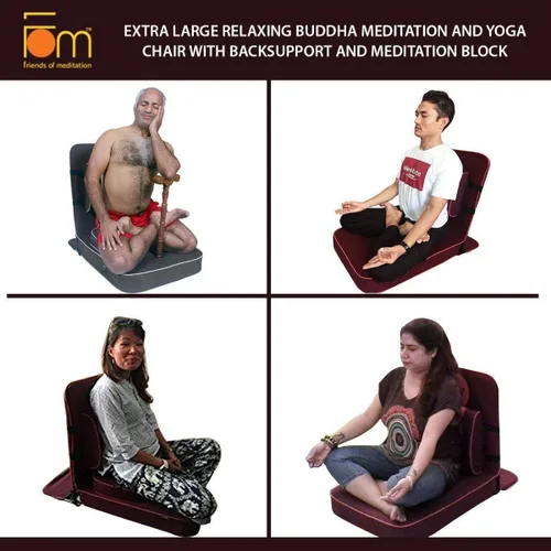 Vista 7 de Friends of Meditation Silla de meditación extra grande Silla de piso con soporte de respaldo Sillas de yoga para adultos Silla plegable