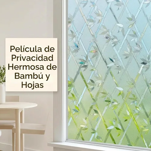 Vista 3 de Película estática para ventana, prisma 3D, vidrio emplomado de bambú, tintado para puerta corrediza de día y noche, calcomanía de privacidad Bambú 2
