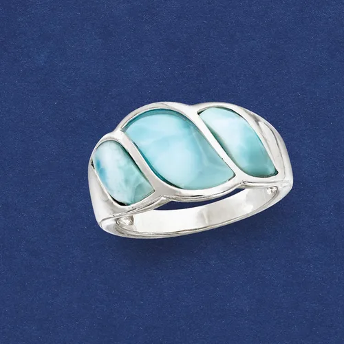 Vista 4 de Ross-Simons Anillo Larimar Wave en Plata de Ley