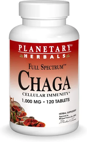 Vista 5 de Planetary Herbals Chaga Full Spectrum, mejora la inmunidad celular, 60 tabletas