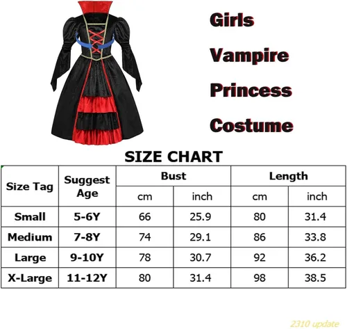 Vista 7 de LMYOVE Disfraz de vampiro para niñas