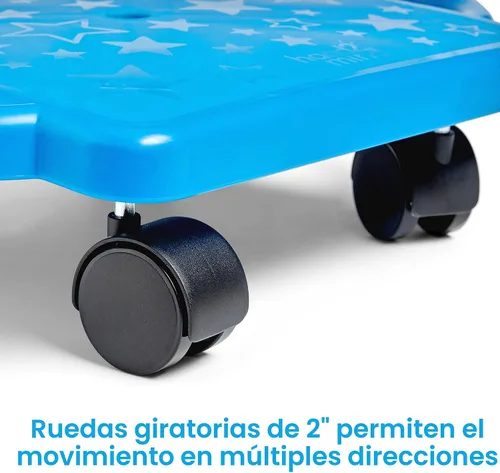 Vista 4 de hand2mind Tabla de Scooter Azul de Interior con Asas, Scooter de Piso para Sentarse, Actividades de Gimnasio para Niños, Juegos de Recreo