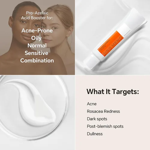 Vista 2 de Crema de suero de ácido azelaico al 10%, tratamiento para el acné y rosácea, minimiza los poros, manchas oscuras manchan las manchas, ácido azelaico