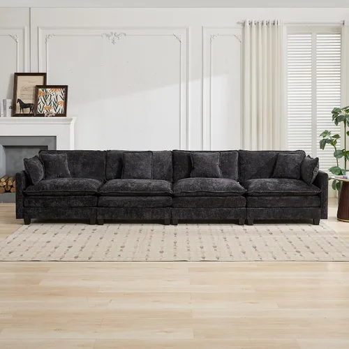 Vista 23 de Modular Sectional Couches Sofa, 4-Seat Cloud Couch with Double Layer Upholstered Seat Cushion, Breathable Chenille Fabric, for Living Room Bedroom