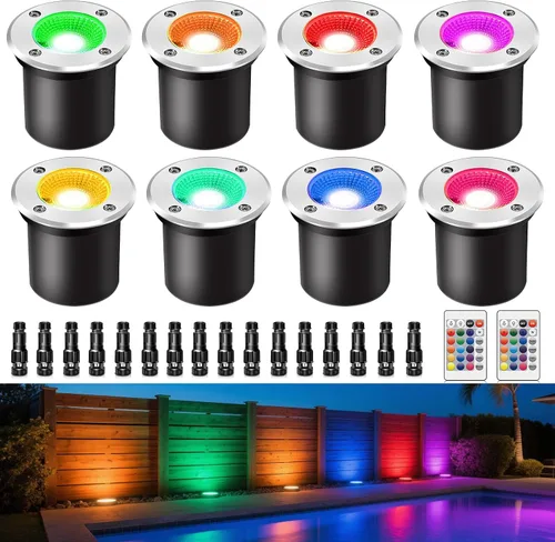 Vista 10 de Paquete de 4 luces LED de bajo voltaje de 3 W y 12 V, luz LED de paisaje impermeable IP67 luces de camino para exteriores, focos de árboles