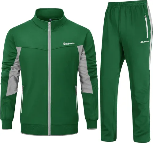 Vista 8 de Rdruko Conjunto Deportivo de 2 Piezas para Hombre, Traje Deportivo con Cremallera Completa, Sudaderas Deportivas para Gimnasio, Ropa Deportiva Gris