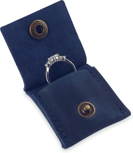 Vista 2 de Soporte de cuero para llavero, funda de viaje para anillo de boda, soporte para anillo de compromiso, bolsa para anillos, soporte para anillos