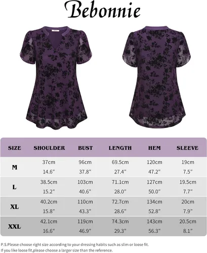 Vista 6 de Bebonnie Blusas de verano con volantes de manga corta para mujer, blusas elegantes florales