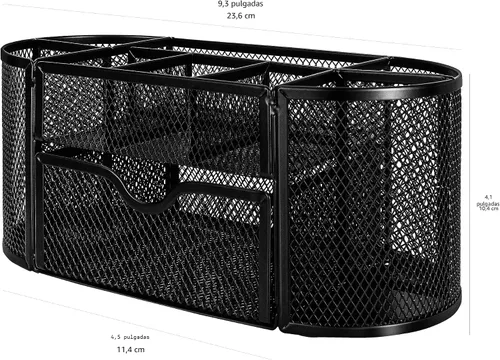 Vista 5 de Amazon Basics Soporte para bolígrafos y organizador de escritorio, almacenamiento de organizador de oficina, negro, 9.25 x 4.53 x 3.94 pulgadas